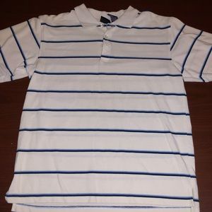 Bugle boy L collar shirt white/multi blue stripes